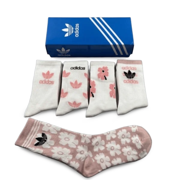 ⁦Adidas Long Socks White Pink (5-Pack)⁩ – תמונה ⁦2⁩