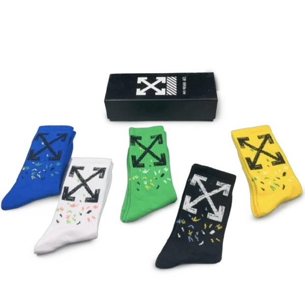 ⁦Off-White Long Socks Bright Colors (Pack of 5)⁩ – תמונה ⁦3⁩