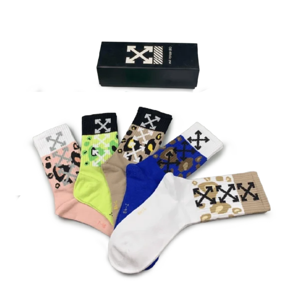 ⁦Off-White Long Socks Vibrant Colors (Pack of 5)⁩ – תמונה ⁦3⁩