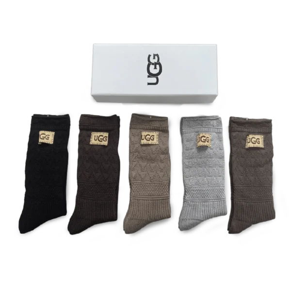 ⁦UGG Long Socks Brown (Pack of 5)⁩ – תמונה ⁦3⁩