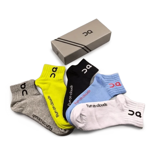 ⁦On Short Socks Neon Green Blue Grey (5 Pack)⁩ – תמונה ⁦3⁩