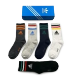 ⁦Adidas Long Socks Black White Grey (5 Pack)⁩ – תמונה ⁦3⁩