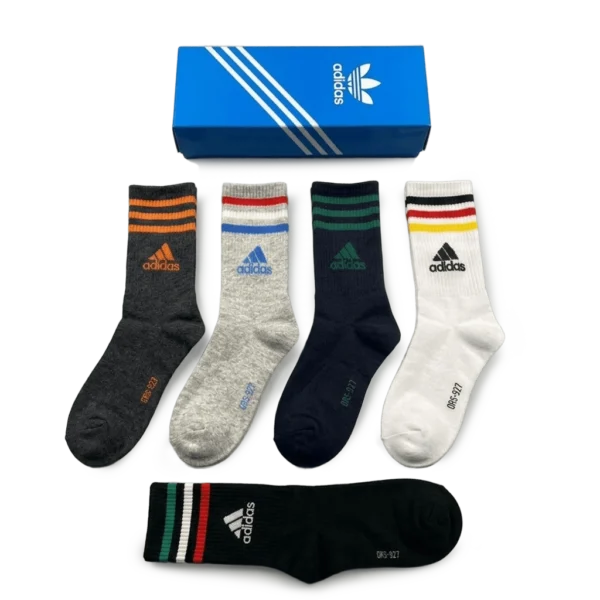 ⁦Adidas Long Socks Black White Grey (5 Pack)⁩ – תמונה ⁦3⁩