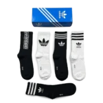 ⁦Adidas Long Socks Black White (5 Pack)⁩ – תמונה ⁦3⁩
