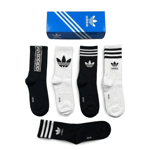 ⁦Adidas Long Socks Black White (5 Pack)⁩ – תמונה ⁦3⁩