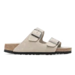 Birkenstock Arizona Soft Footbed Suede Leather Sandals Oyster Tonal