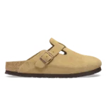Birkenstock Boston Suede Leather Clogs Latte Cream