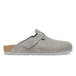 Birkenstock Boston Suede Leather Clogs Stone Coin