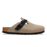 Birkenstock Boston Suede Leather Clogs Taupe Black