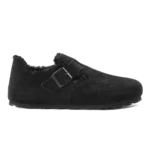 Birkenstock London Shearling Suede Leather Clogs Black