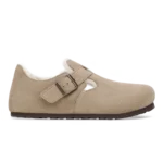 Birkenstock London Shearling Suede Leather Clogs Taupe