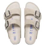⁦Birkenstock Arizona Soft Footbed Suede Leather Sandals Oyster Tonal⁩ – תמונה ⁦3⁩