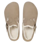 ⁦Birkenstock London Shearling Suede Leather Clogs Taupe⁩ – תמונה ⁦3⁩