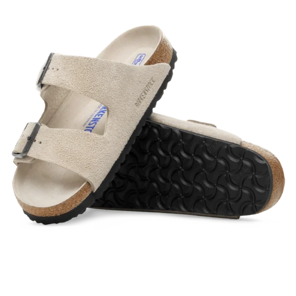 ⁦Birkenstock Arizona Soft Footbed Suede Leather Sandals Oyster Tonal⁩ – תמונה ⁦4⁩
